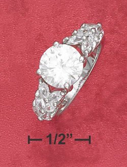 Sterling Silver 9mm round CZ ring ( sr2370 )