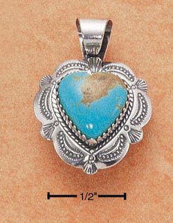 STERLING SILVER JEWELRY FANCY TURQUOISE PENDANT ( ch14 )