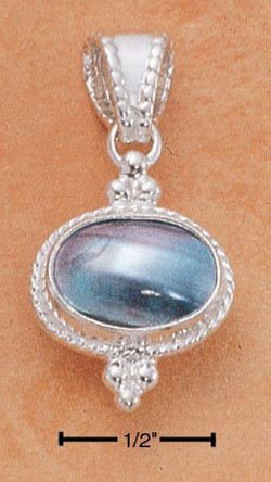 STERLING SILVER JEWELRY FANCY OVAL GRAY MABE PENDANT ( ch132 )