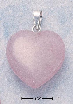 STERLING SILVER JEWELRY LG ROSE QUARTZ HEART PENDANT (cx250)