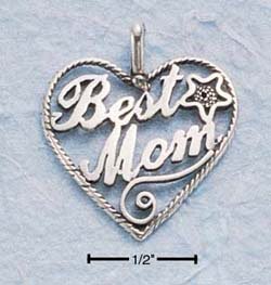 STERLING SILVER JEWELRY "BEST MOM" CHARM (ch528)