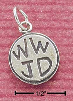 STERLING SILVER JEWELRY "WWJD" ROUND CHARM (ch16 )