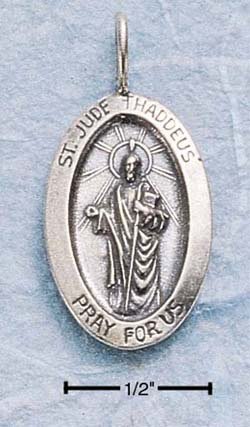 STERLING SILVER JEWELRY OVAL ST. JUDE MEDAL (ch311)
