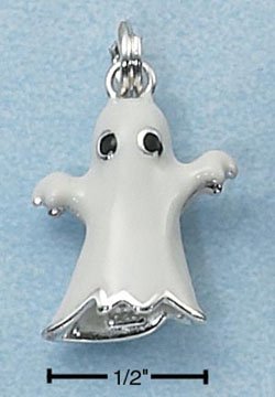 STERLING SILVER JEWELRY WHITE GHOST WITH BLACK EYES (ch2277)