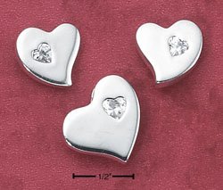 POST EARRINGS W/ HEART CZ & MATCHING PENDANT (ea2530)