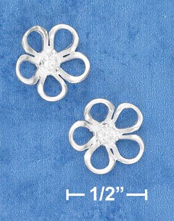 STERLING SILVER 1/2" FLOWER POST EARRINGS (ep640)