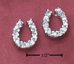 STERLING SILVER CZ HORSESHOE POST EARRINGS (ea2504)