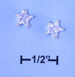 STERLING SILVER SMALL CZ STAR POST EARRINGS (ea1517)