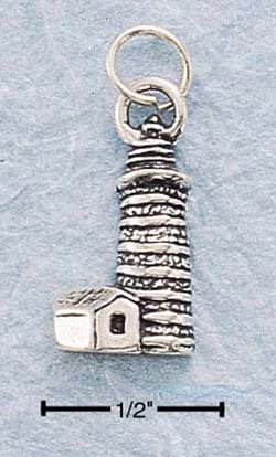 STERLING SILVER JEWELRY ANTIQUED LIGHTHOUSE CHARM (ch461)