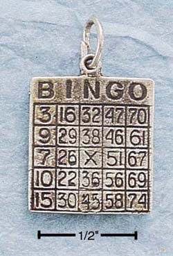 STERLING SILVER JEWELRY BINGO CARD CHARM (ch433)
