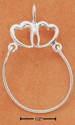 STERLING SILVER JEWELRY DOUBLE HEART CHARMHOLDER (cmh17)