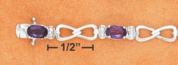 STERLING SILVER JEWELRY AFRICAN AMETHYST W/ CZ CHIPS BRACELET (br2738)