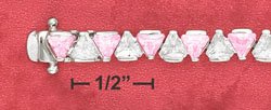 STERLING SILVER JEWELRY PINK & WHITE 4MM TRILLION CZ BRACELET (br2636)