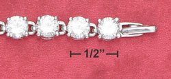 STERLING SILVER JEWELRY 7" 6MM CLEAR ROUND CZ (br2627)