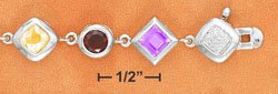 STERLING SILVER JEWELRY 7.5" GEMSTONE BRACELET (br2709)