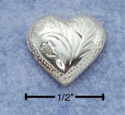 STERLING SILVER ETCHED HEART POST EARRINGS (ea2170)