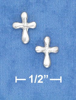 STERLING SILVER MINI ROUNDED CROSS POST EARRINGS (ep643)