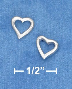 STERLING SILVER HEART OUTLINE POST EARRINGS (ep631)