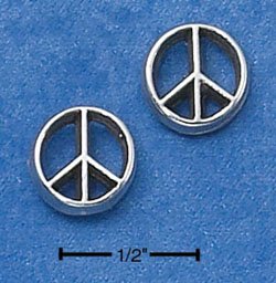 STERLING SILVER PEACE SIGN MINI-POST EARRINGS (ep574)