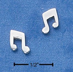 STERLING SILVER MUSIC NOTES POST EARRINGS (ep572)