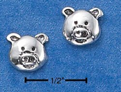 STERLING SILVER PIG FACE POST EARRINGS (ep567)