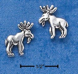 STERLING SILVER MOOSE MINI-POST EARRINGS (ep564)