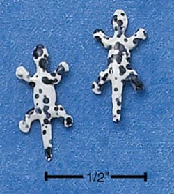 STERLING SILVER BLACK SPOTTED ENAMELED LIZARD MINI-POST EARRINGS (ep560)