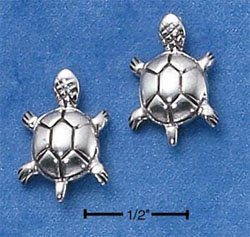 STERLING SILVER ROUND TURTLE POST EARRINGS (ep556)