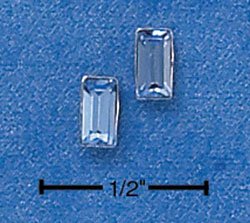 STERLING SILVER EMERALD CUT DECEMBER BIRTHSTONE AUSTRIAN CRYSTAL POST EARRINGS (ep551)