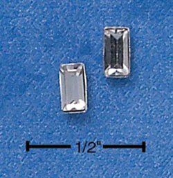 STERLING SILVER EMERALD CUT APRIL BIRTHSTONE AUSTRIAN CRYSTAL POST EARRINGS (ep543)
