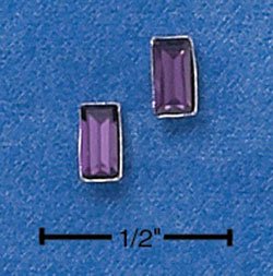 STERLING SILVER EMERALD CUT FEBRUARY BIRTHSTONE AUSTRIAN CRYSTAL POST EARRINGS (ep541)