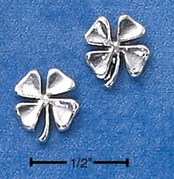 STERLING SILVER FOUR LEAF CLOVER MINI-POST EARRINGS (ep538)