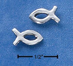 STERLING SILVER LIFE FISH POST EARRINGS (ep537)