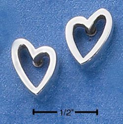 STERLING SILVER LOPSIDED HEART POST EARRINGS (ep535)