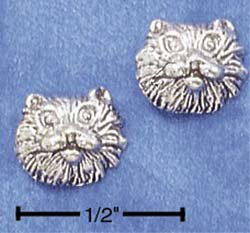 STERLING SILVER CAT FACE POST EARRINGS (ep513)
