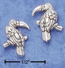 STERLING SILVER TOUCAN POST EARRINGS (LEFT & RIGHT) (ep510)