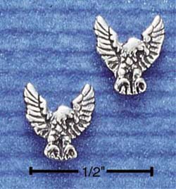 STERLING SILVER ANTIQUED MINI EAGLE POST EARRINGS (ep309)