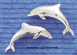 STERLING SILVER HP LARGE DOLPHIN POST EARRINGS (ep303)