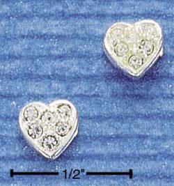 STERLING SILVER PAVE HEART POST EARRINGS (ep279)