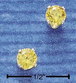 STERLING SILVER 4MM NOVEMBER CZ POST EARRINGS (YELLOW) (ep267)