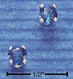 STERLING SILVER 4MM SEPTEMBER CZ POST EARRINGS (DARK BLUE) (ep265)