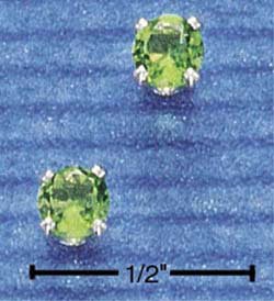 STERLING SILVER 4MM AUGUST CZ POST EARRINGS (LIGHT GREEN) (ep264)