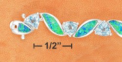 STERLING SILVER JEWELRY 7" ALT SYN BLUE TOPAZ TRILLION & SYN BLUE OPAL LINK BRACELET (br2666)