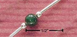 STERLING SILVER MALACHITE ON LIQUID SILVER ANKLET (br636)