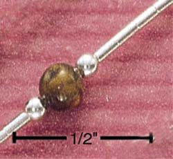 STERLING SILVER TIGER EYE ON LIQUID SILVER ANKLET (br635)