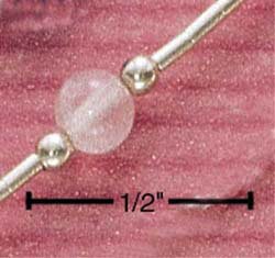 STERLING SILVER ROSE QUARTZ ON LIQUID SILVER ANKLET (br633)