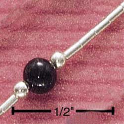 STERLING SILVER ONYX ON LIQUID SILVER ANKLET (br632)