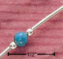 STERLING SILVER 9" TURQUOISE BEAD ON LIQUID SILVER ANKLET (br631)