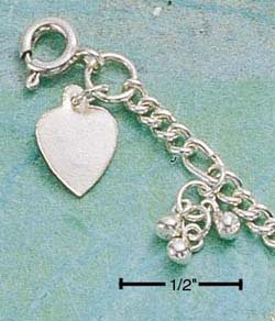 STERLING SILVER 9" FIGAROA ANKLET W/ MULTIPLE TRIPLE BALLS (br526)
