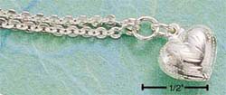 STERLING SILVER CABLE ANKLET W/ SMALL ENGRAVED HEART (br436)